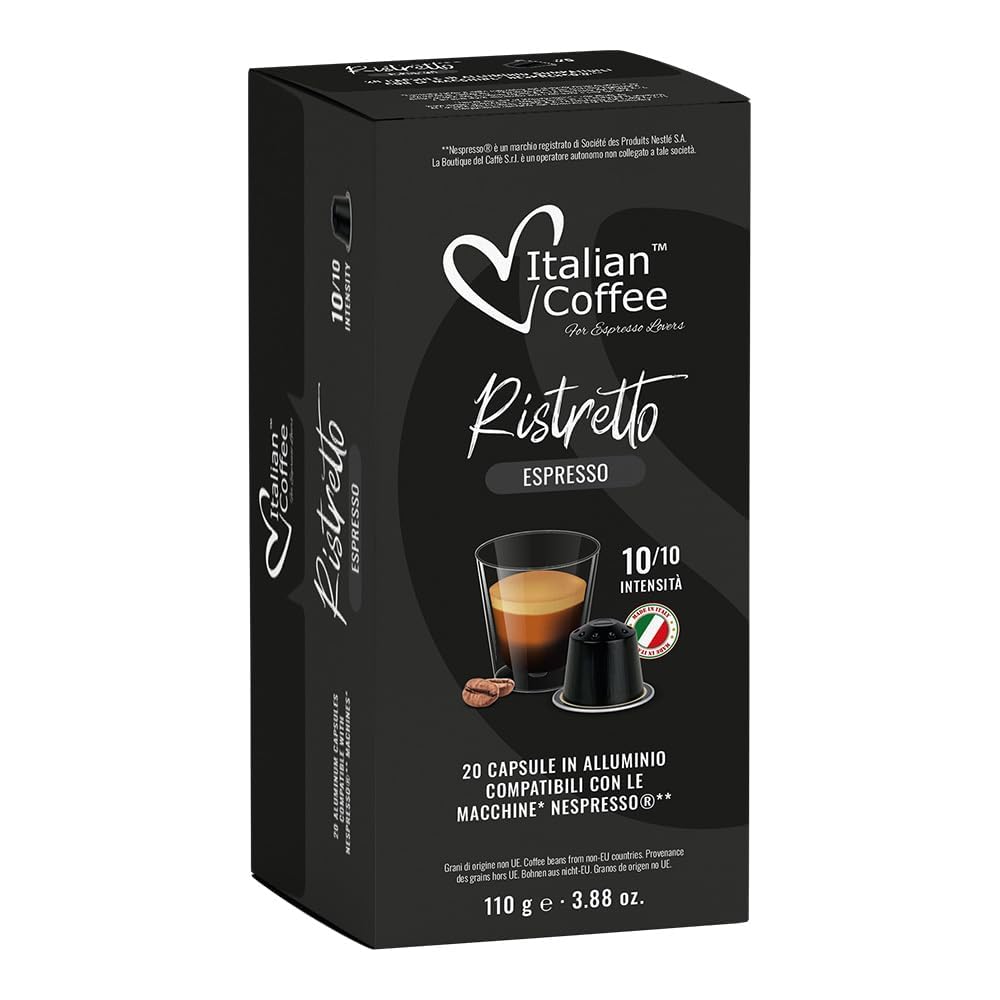 100 Italian Espresso Capsules for Original Line Nespresso – Aluminum Ristretto (Pack of 100)