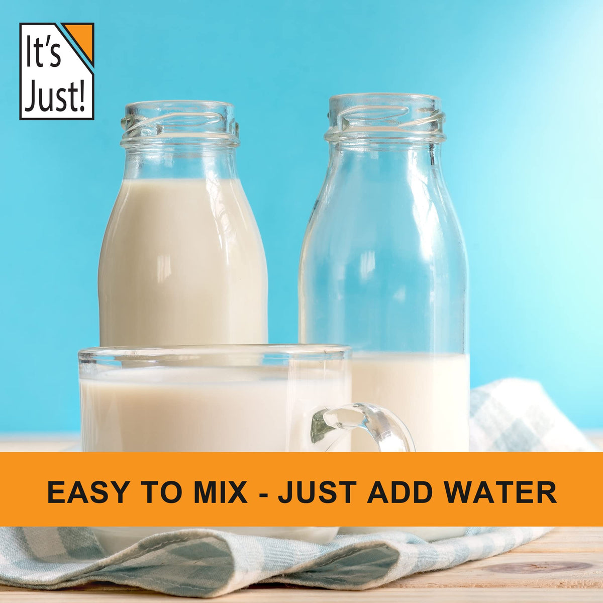 It's Just! Powdered Non-Fat Milk – Shelf-Stable, Hormone-Free, Just Add Water, Makes 1.5+ Gallons