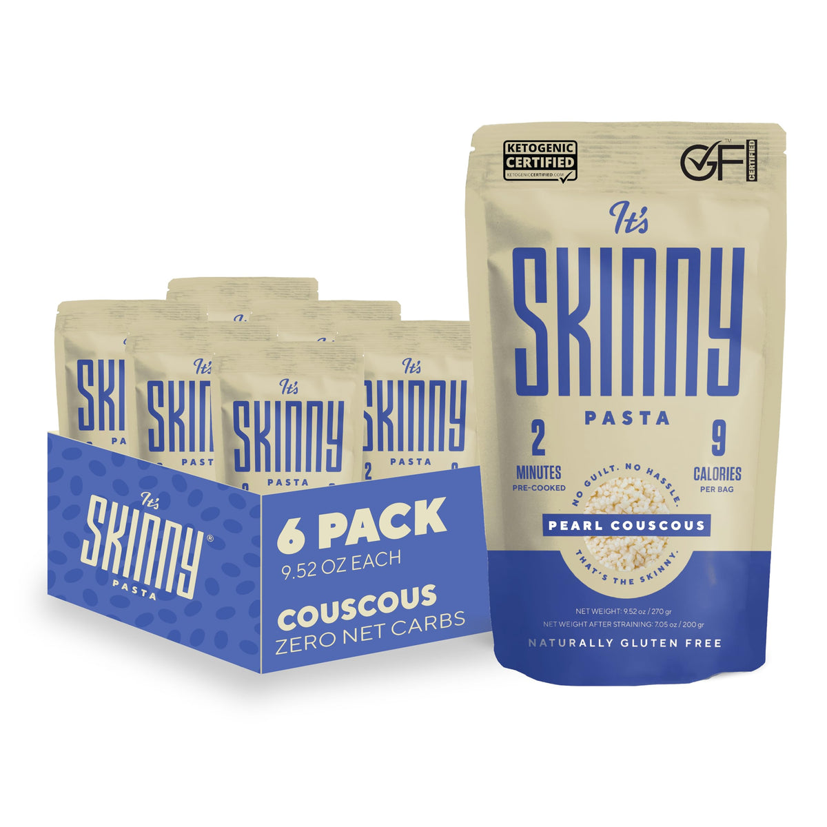 Its Skinny Pearl Couscous – Low Carb Pasta, Gluten Free, Keto & Vegan, 4.5 Cal per Serving, 2-Minute Prep, 6 Packs