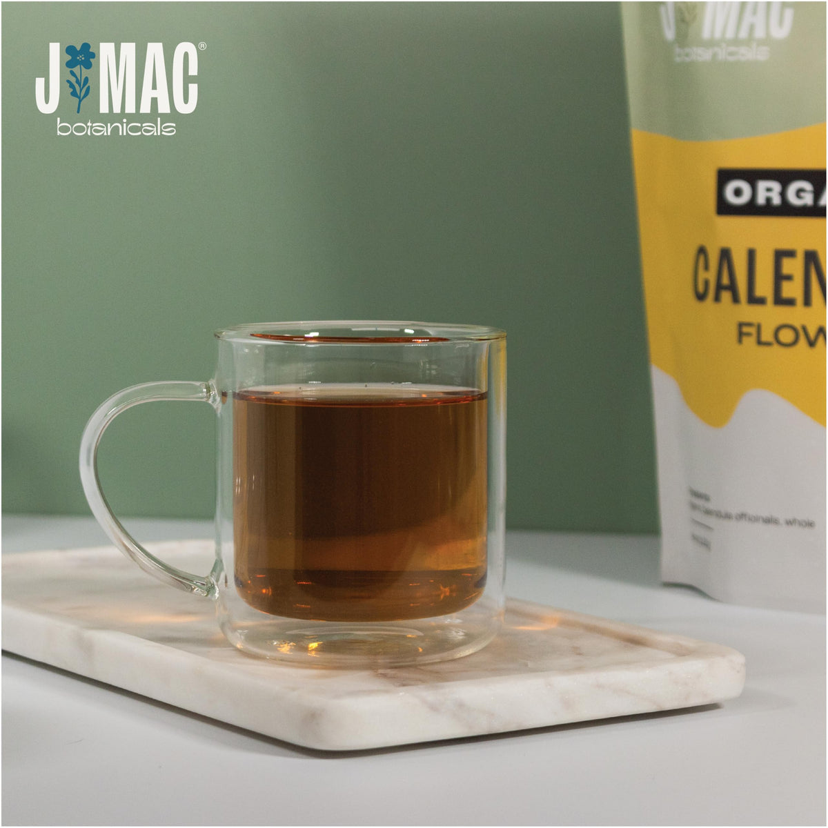 J Mac Botanicals Organic Calendula Flower – 16 oz Bulk, Dried Whole Flowers for Tea, Cocktails & Skincare