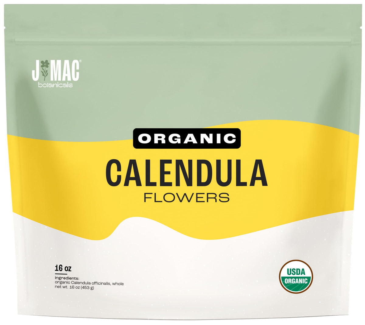 J Mac Botanicals Organic Calendula Flower – 16 oz Bulk, Dried Whole Flowers for Tea, Cocktails & Skincare