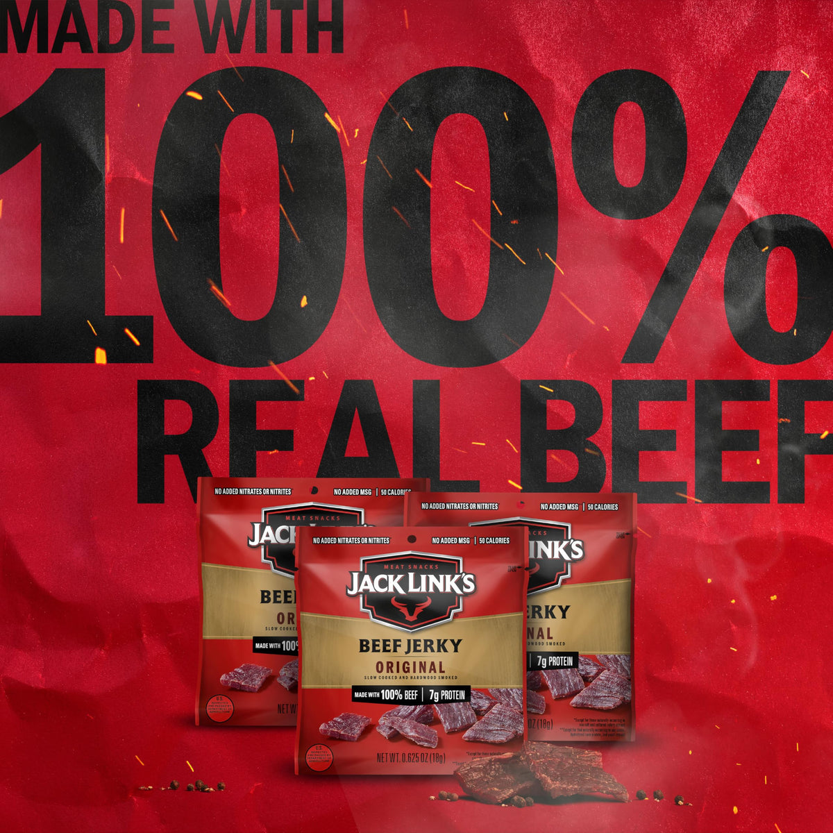 Jack Link's Original Beef Jerky Multipack - 20 Pack, 7g Protein per Serving