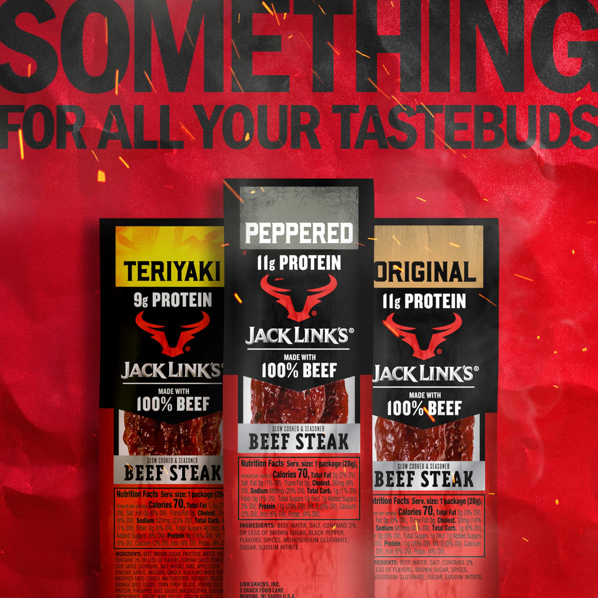 Jack Link's Peppered Beef Steaks - 11g Protein per 1oz, 12-Pack Ready-to-Eat Snack