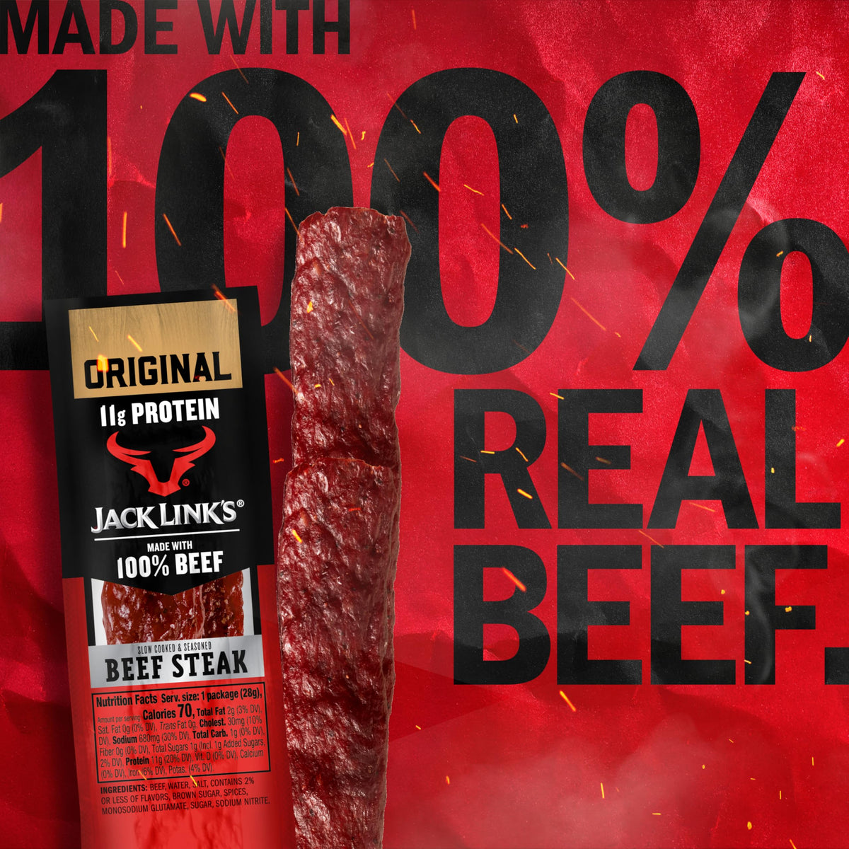 Jack Link’s Premium Cuts Beef Steak Original – 12 Pack, 11g Protein per Serving