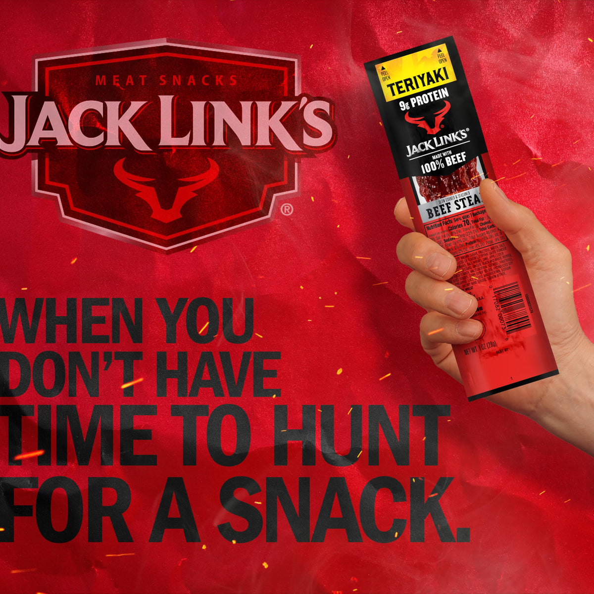 Jack Link's Teriyaki Beef Steaks - Ready-to-Eat 9g Protein per Serving, 12-Count Pack