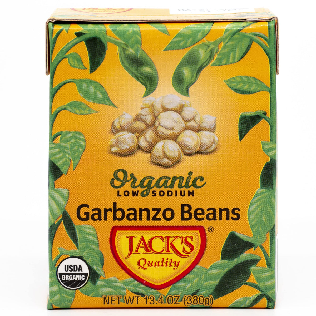 Jack's Organic Chickpeas Garbanzo Beans 13.4 oz (8-Pack) | High Protein, Fiber, Low Sodium | Non-GMO & BPA Free