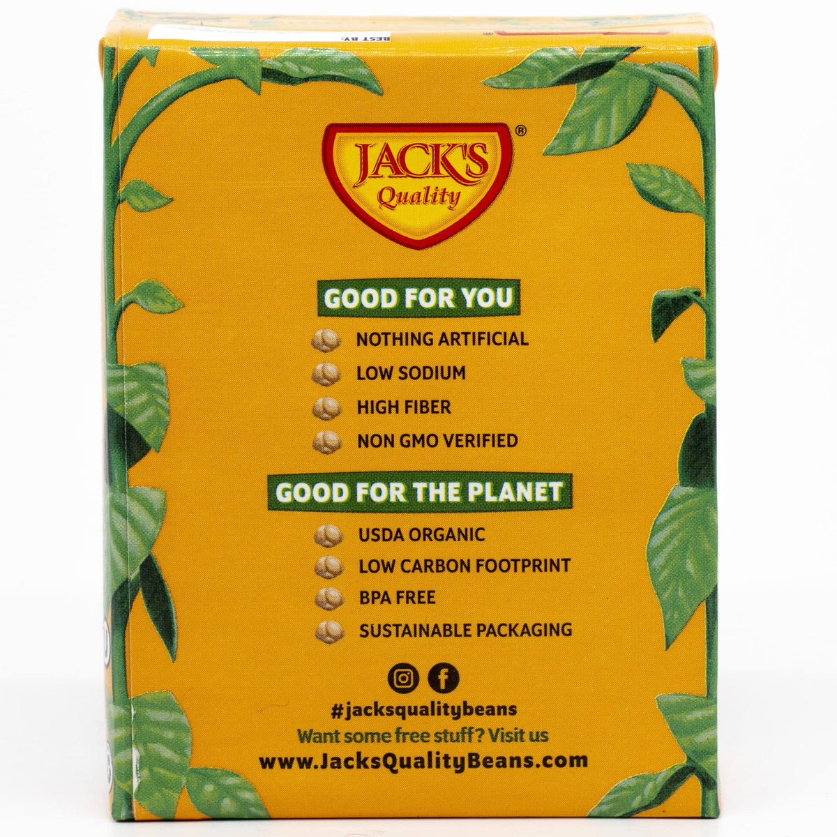 Jack's Organic Chickpeas Garbanzo Beans 13.4 oz (8-Pack) | High Protein, Fiber, Low Sodium | Non-GMO & BPA Free