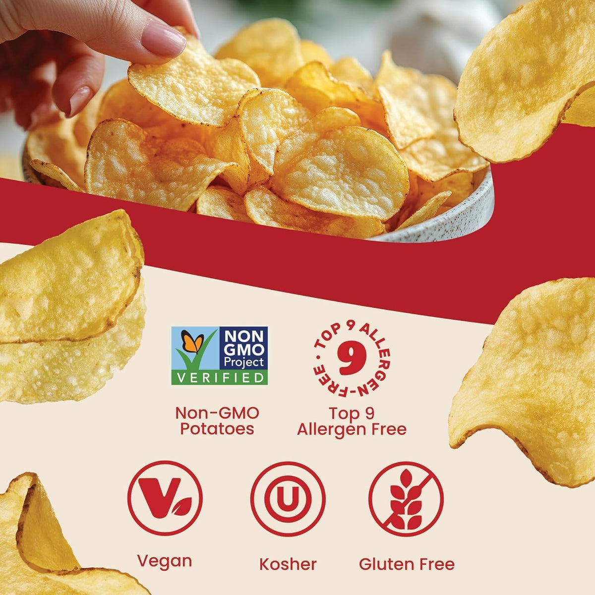 Jackson's Classic Kettle Potato Chips Variety Pack – Avocado Oil, Sea Salt, Salt & Vinegar, BBQ (7 oz x6) | Gluten Free, Vegan