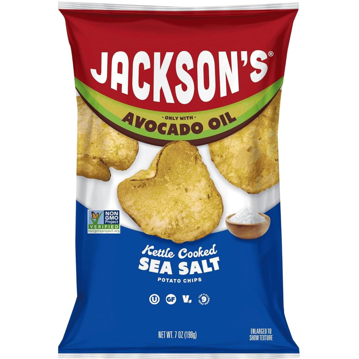 Jackson’s Potato Classic Kettle Chips with Sea Salt – Avocado Oil, Gluten Free, Vegan – 6 Pack