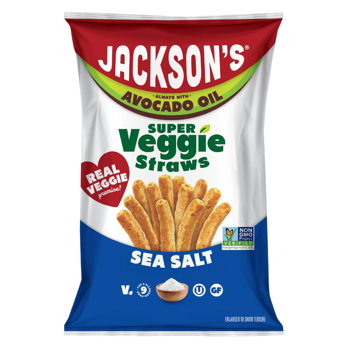Jackson’s Super Veggie Straws Sea Salt – Gluten Free, Vegan Snack (5 oz, Pack of 6) | Avocado Oil