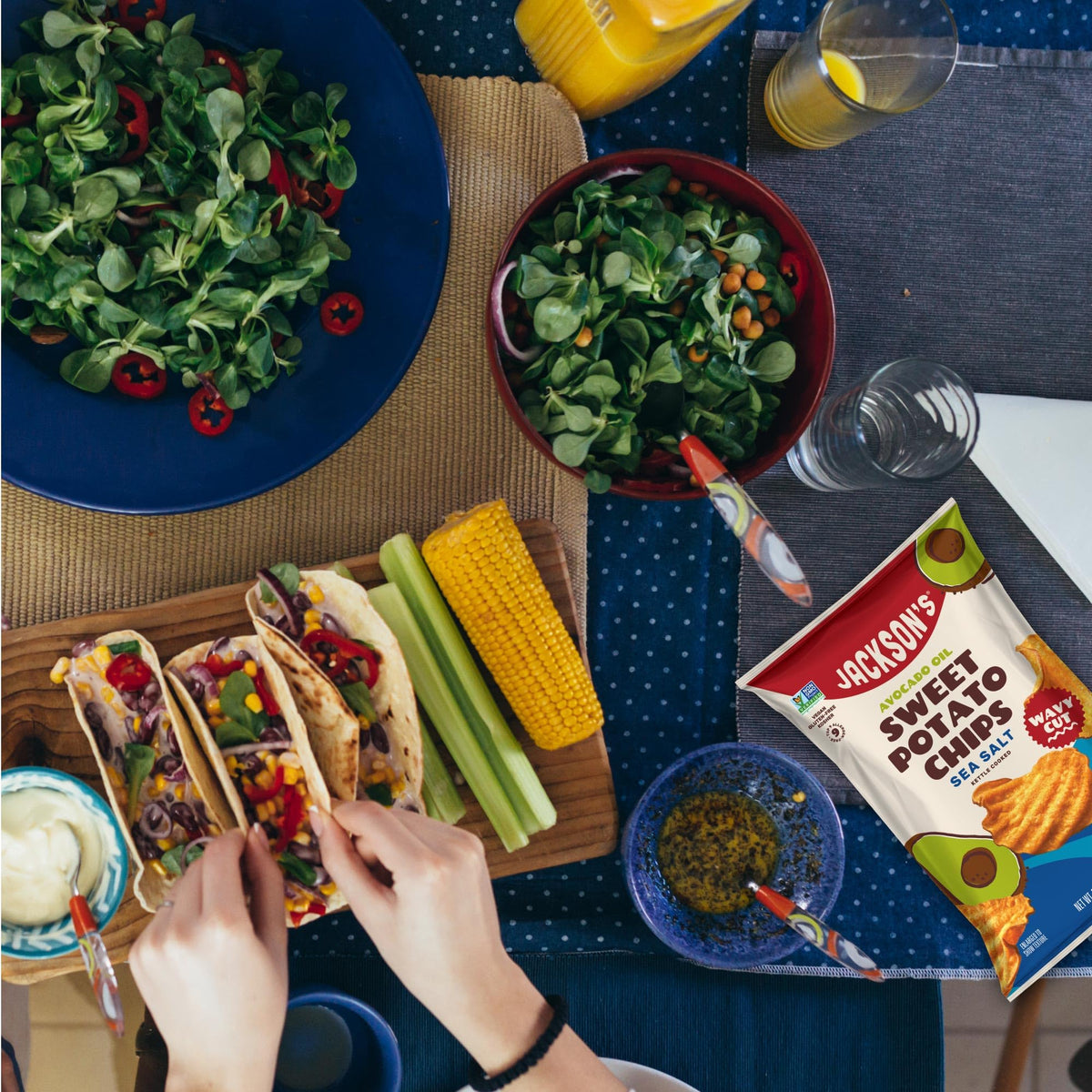 Jackson’s Wavy Sea Salt Sweet Potato Chips — Avocado Oil (7oz x6) | Gluten Free, Vegan