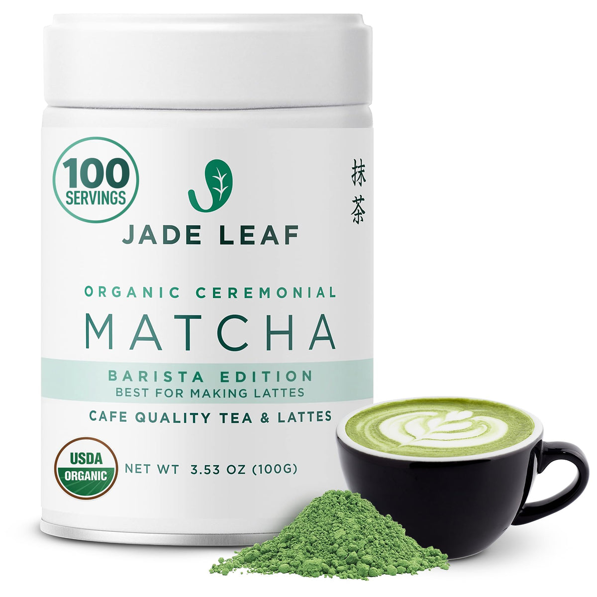 Jade Leaf Matcha Organic Ceremonial Grade – Barista Edition, 100g (3.53 oz)