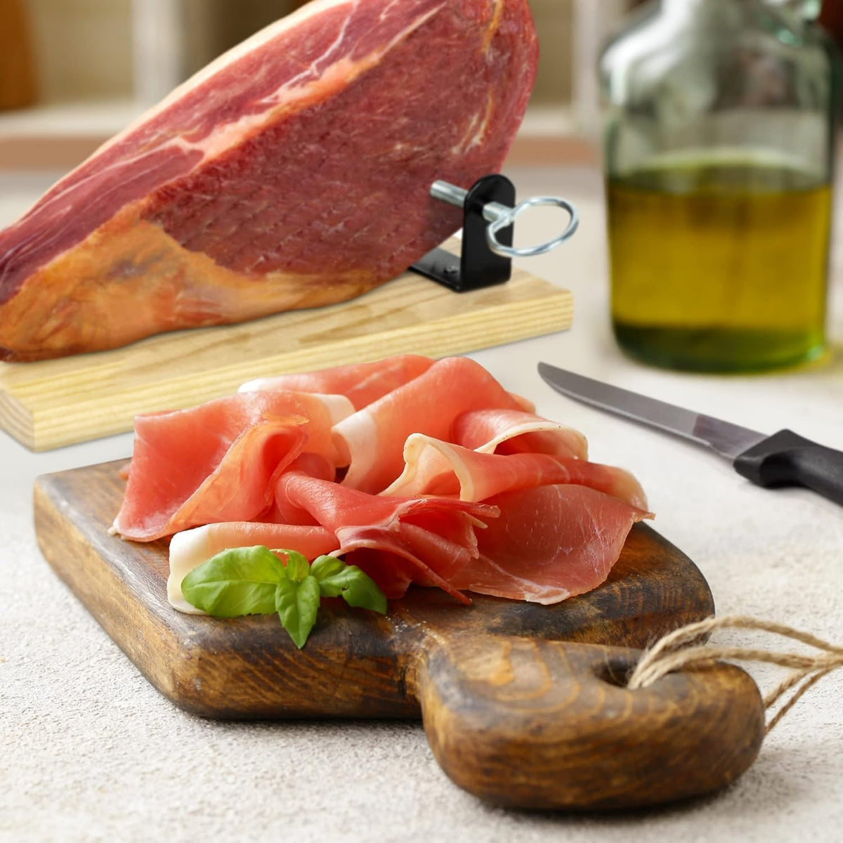 Jamonprive Serrano Ham – Boneless with Stand & Knife, 2.2 lb (1 kg) | GMO Free & Gluten Free