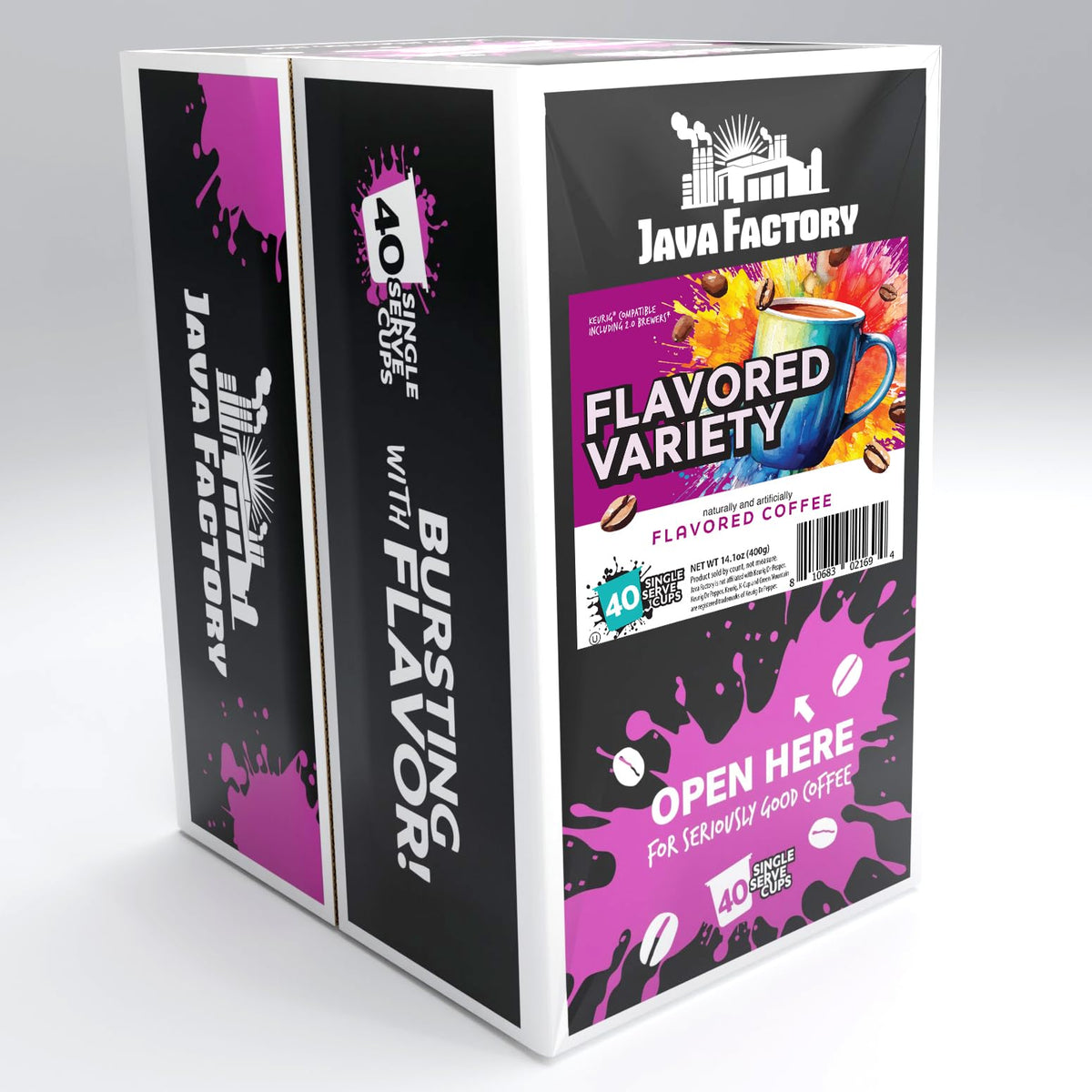 Java Factory Flavored Coffee Pods Assorted Sampler – 40 Count, Keurig K-Cup Compatible (2.0)