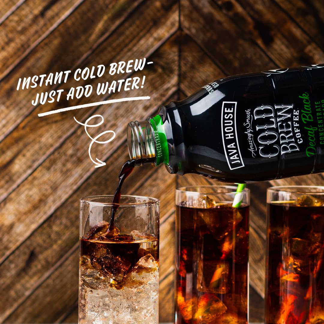 JAVA HOUSE Cold Brew Decaf Colombian 4:1 Liquid Concentrate – 32 oz Bottle | Easy Iced or Hot Brew