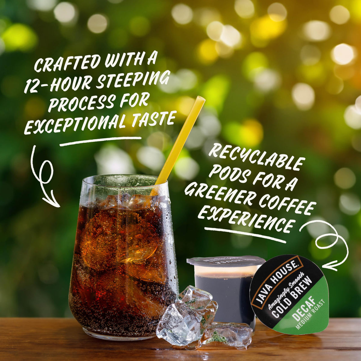 JAVA HOUSE Decaf Cold Brew Capsules – Medium Roast, Peel & Pour, 12 ct