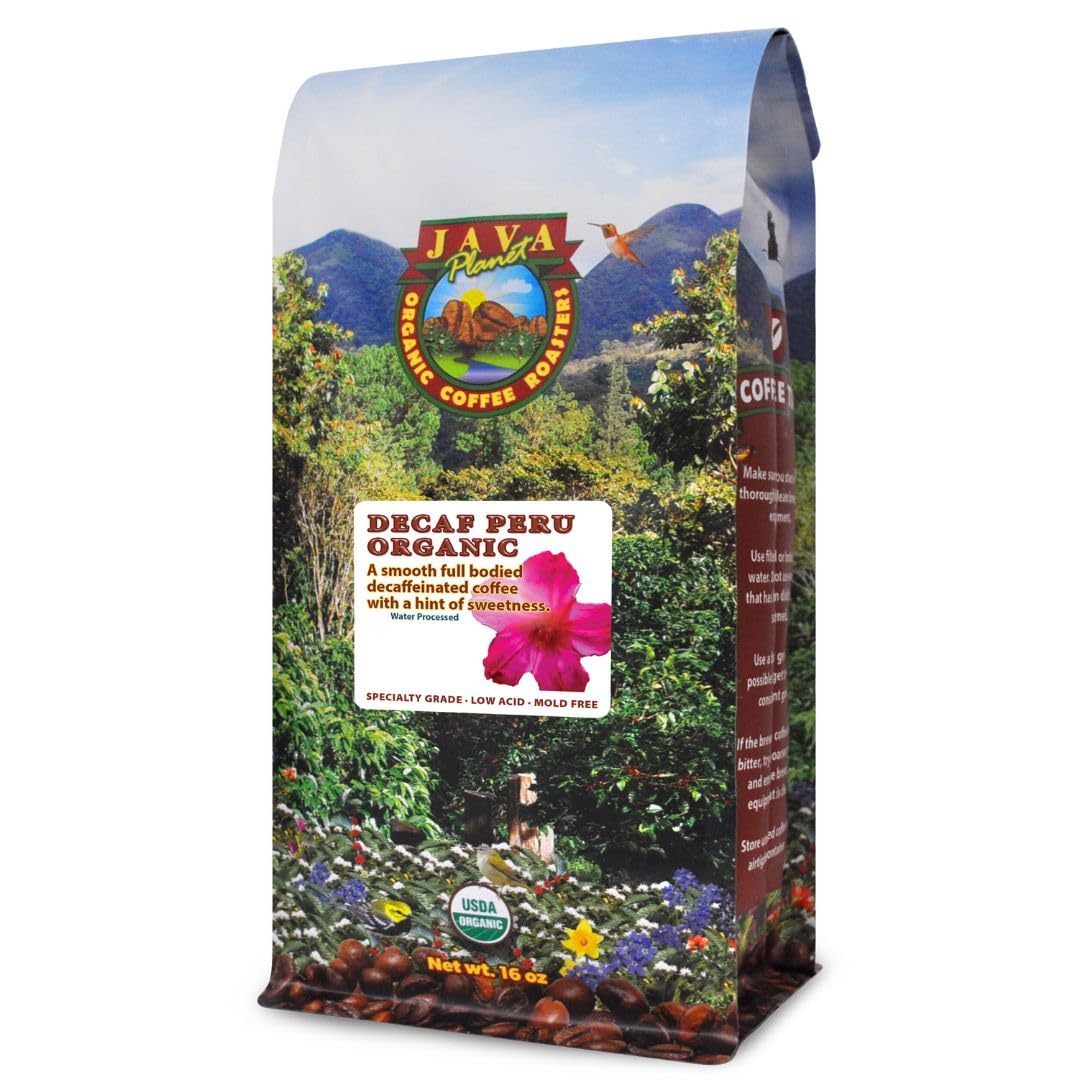 Java Planet Low-Acid Organic Coffee – Decaf Whole Bean, Peruvian Origin