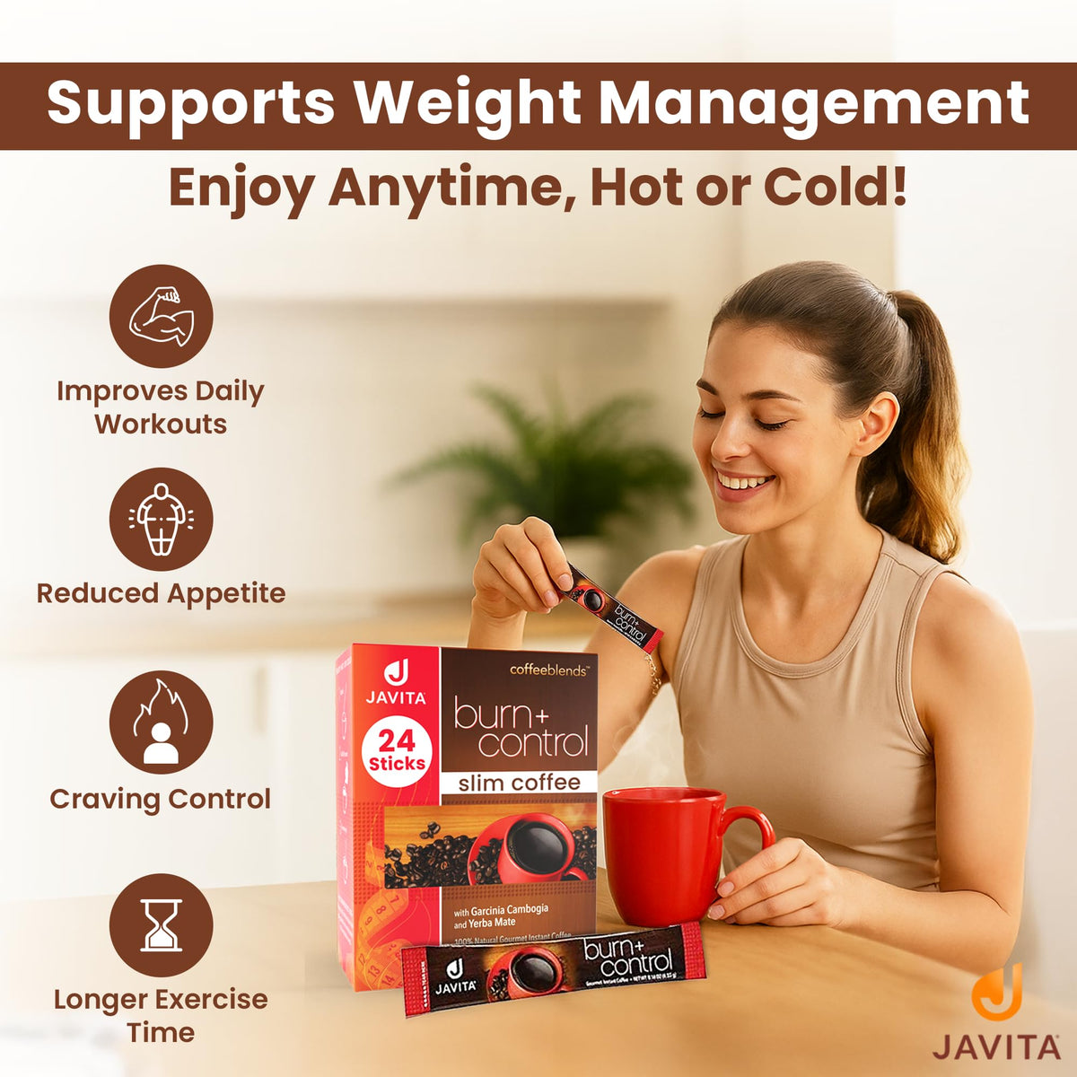 Javita Burn + Control Instant Coffee: Metabolism Support & Daily Energy