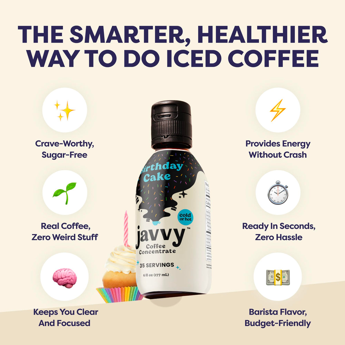 Javvy Coffee Concentrate - Birthday Cake (Limited Release) | 35 Servings, 60mg caffeine per teaspoon
