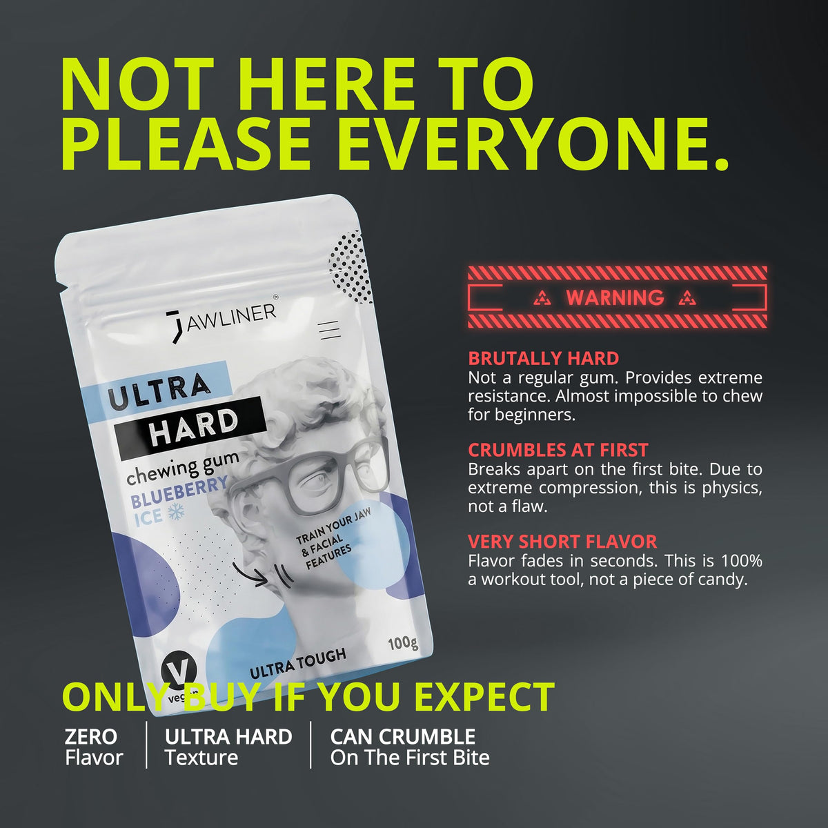Jawliner Extreme Ultra15x Jawline Gum – Sugar-Free, 12-Week Coaching, Mint Flavor