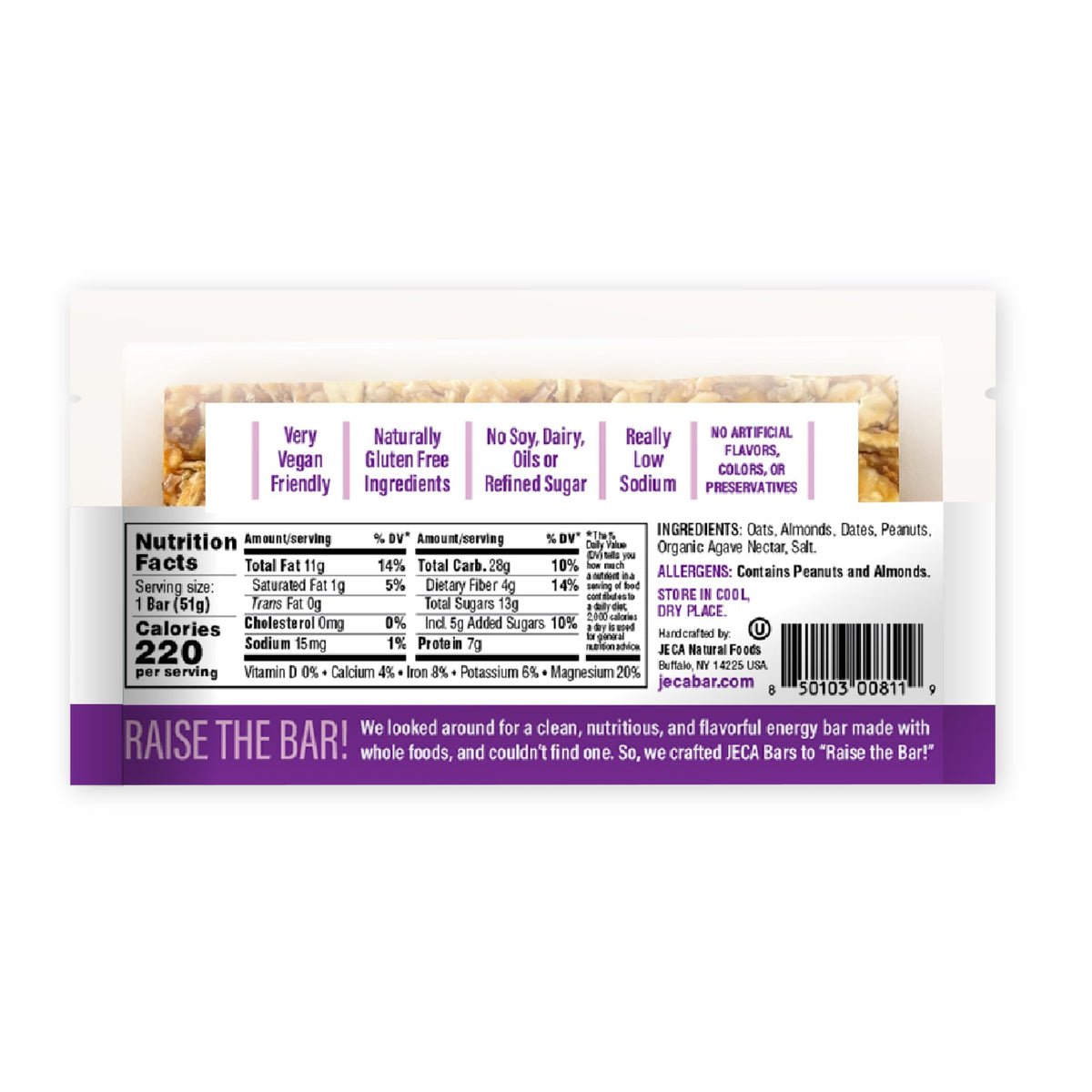 JECA Almond Dates Energy Bars – Plant-Based, Gluten-Free, 12-Pack