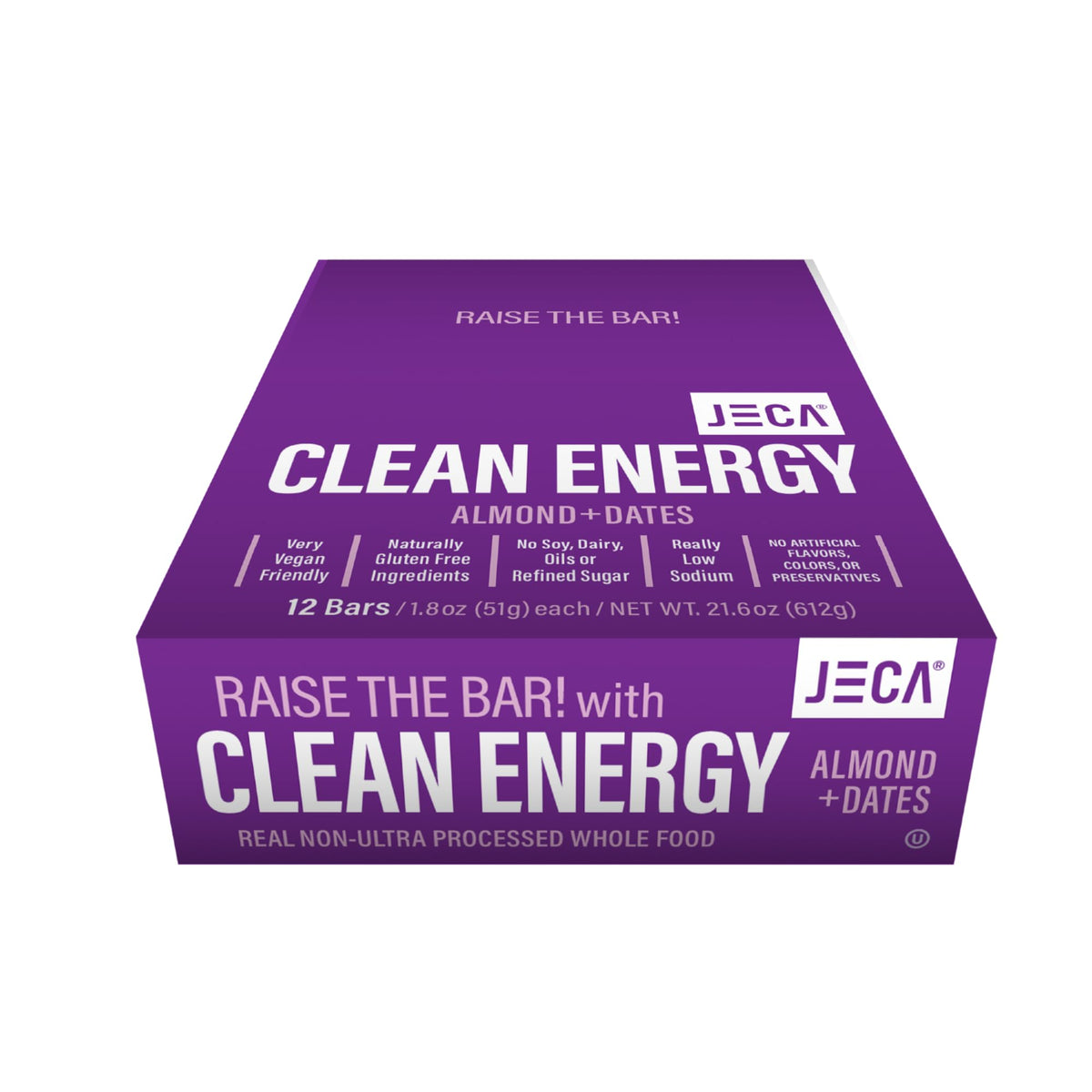 JECA Almond Dates Energy Bars – Plant-Based, Gluten-Free, 12-Pack
