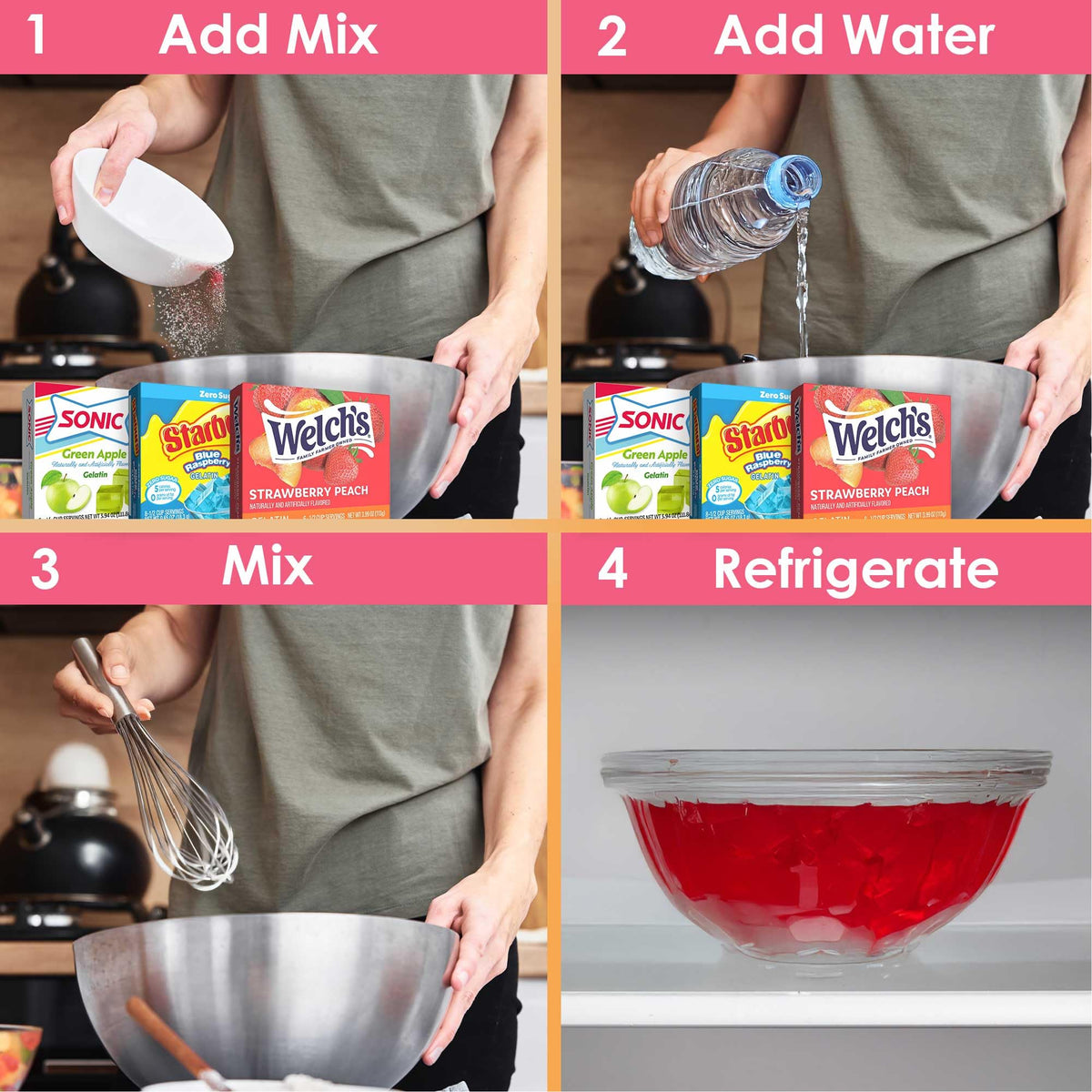 JEL SERT Gelatin Dessert Mix Variety Pack – 12 Flavored Boxes (Welch’s, Sonic, Starburst)