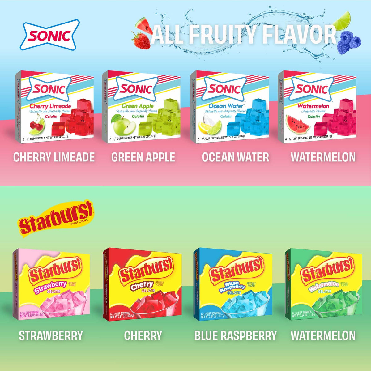JEL SERT Gelatin Dessert Mix Variety Pack – 12 Flavored Boxes (Welch’s, Sonic, Starburst)