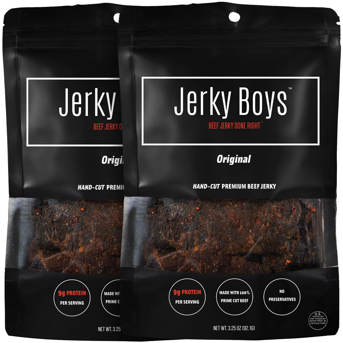Jerky Boys Premium Beef Jerky Original 2-Pack | High Protein, Low Carb, No Preservatives