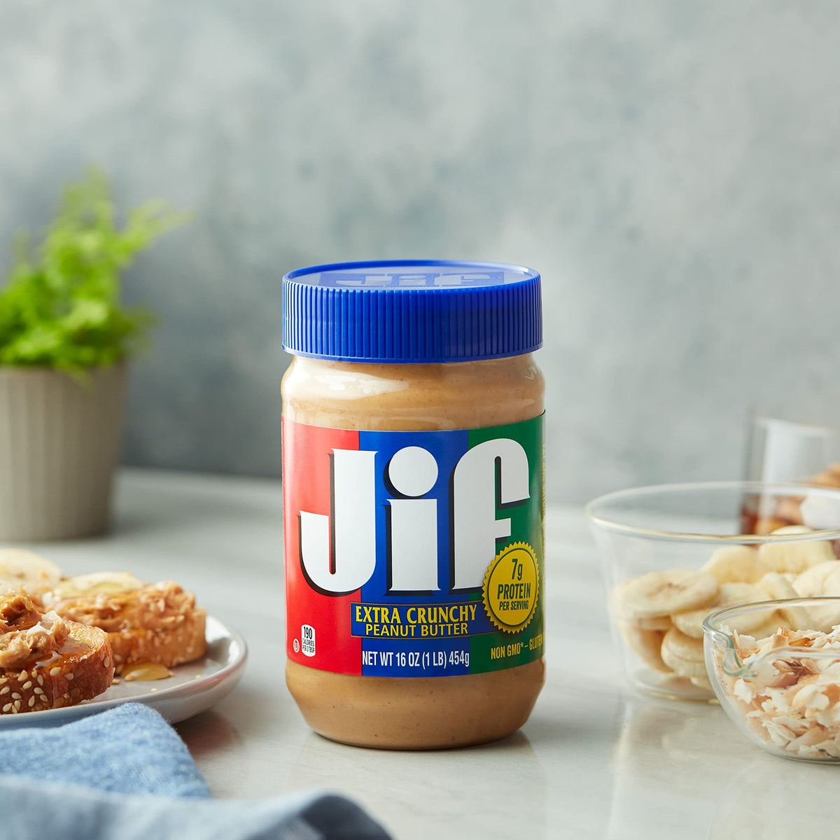 Jif Crunchy Peanut Butter — 16 oz Jar, 12 Count Case | Gluten Free & Kosher