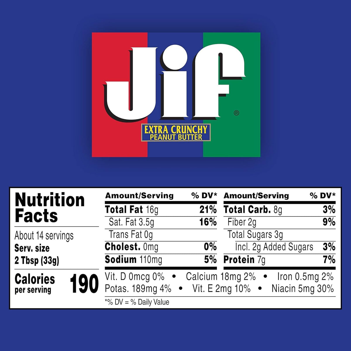 Jif Crunchy Peanut Butter — 16 oz Jar, 12 Count Case | Gluten Free & Kosher