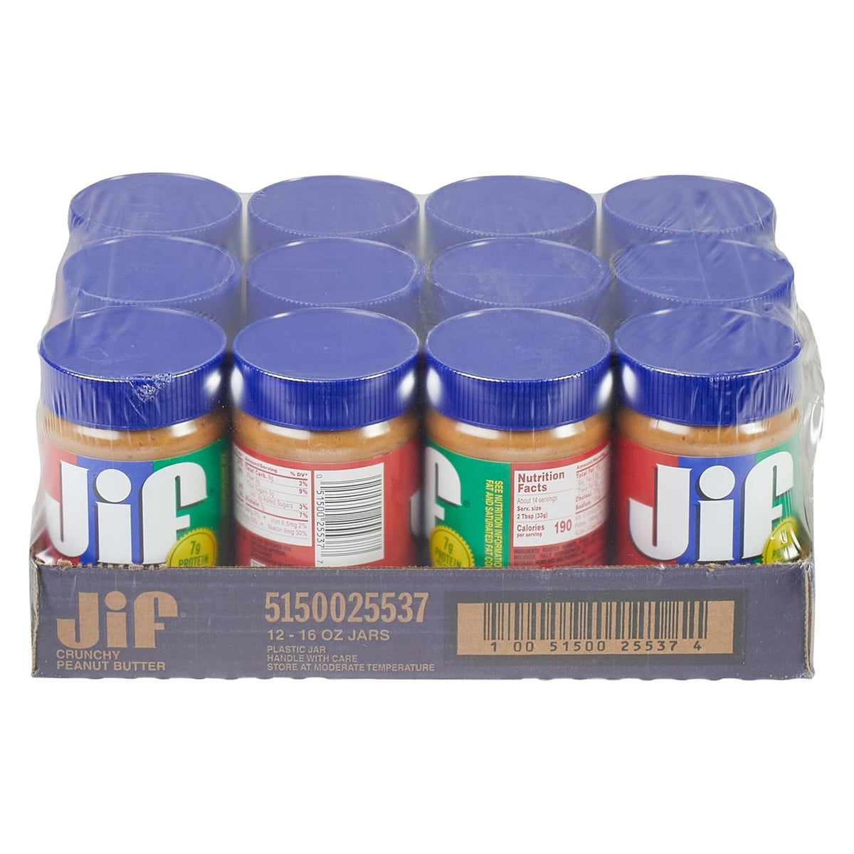 Jif Crunchy Peanut Butter — 16 oz Jar, 12 Count Case | Gluten Free & Kosher