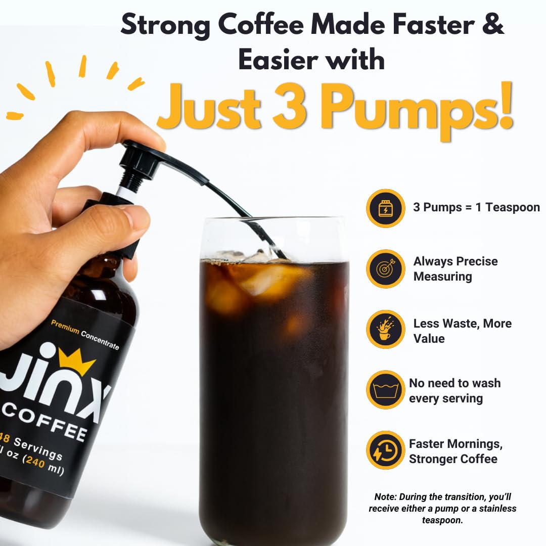 Jinx Coffee Concentrate – 50x Stronger Cold Brew, 48 Servings | Instant Hot or Iced Coffee