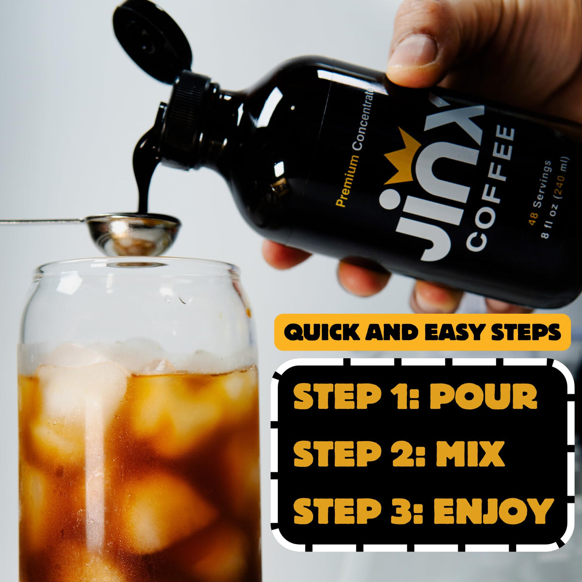 Jinx Coffee Concentrate – 50x Stronger Cold Brew, 48 Servings | Instant Hot or Iced Coffee