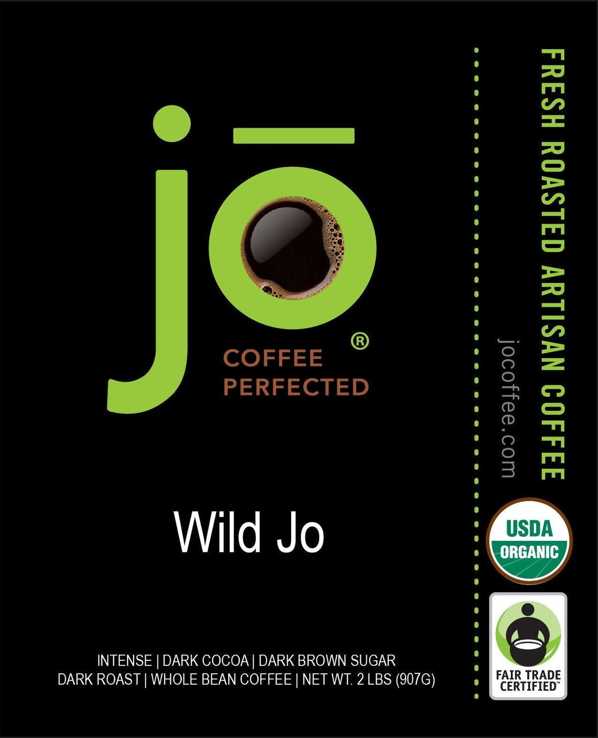 WILD JO Organic Dark French Roast Coffee – 2 lb Whole Bean by Jo Coffee