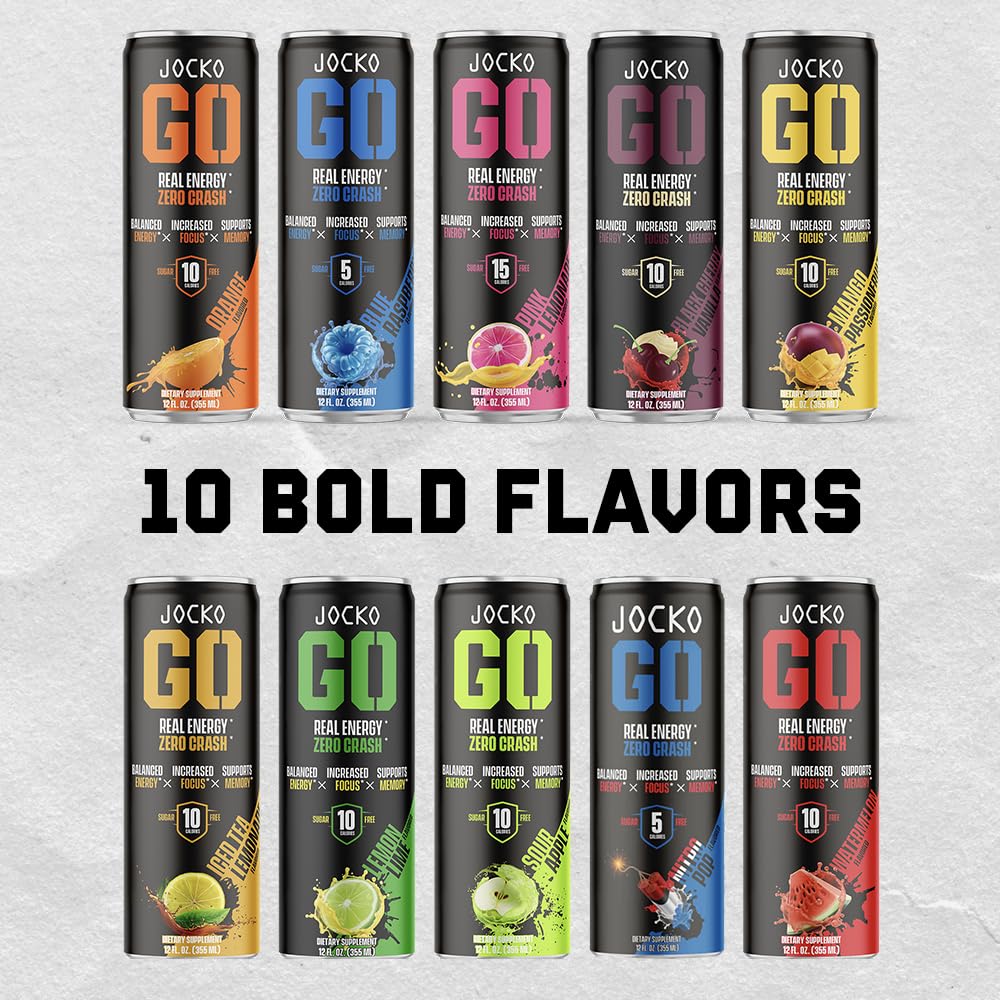 Jocko GO Energy Drink Blue Raspberry – Keto, Sugar Free, Nootropic (12 Pack) | Jocko Fuel