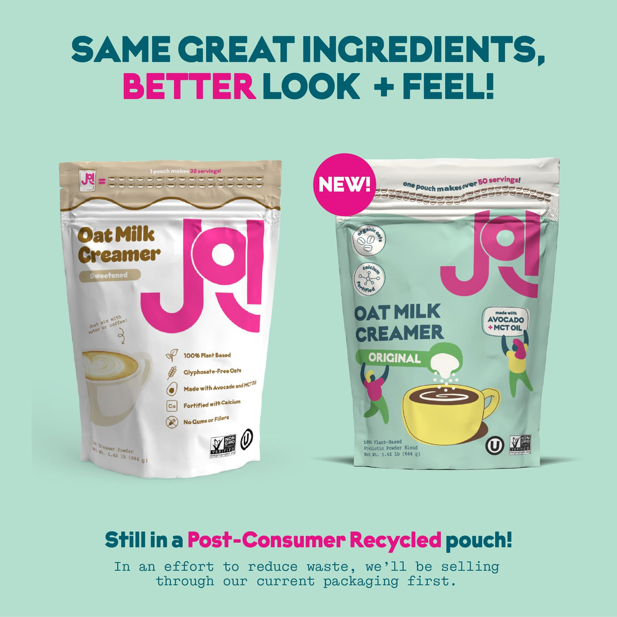 JOI Instant Oat Milk Creamer Pouch – 32 Servings, Vegan, Gluten-Free, Shelf-Stable