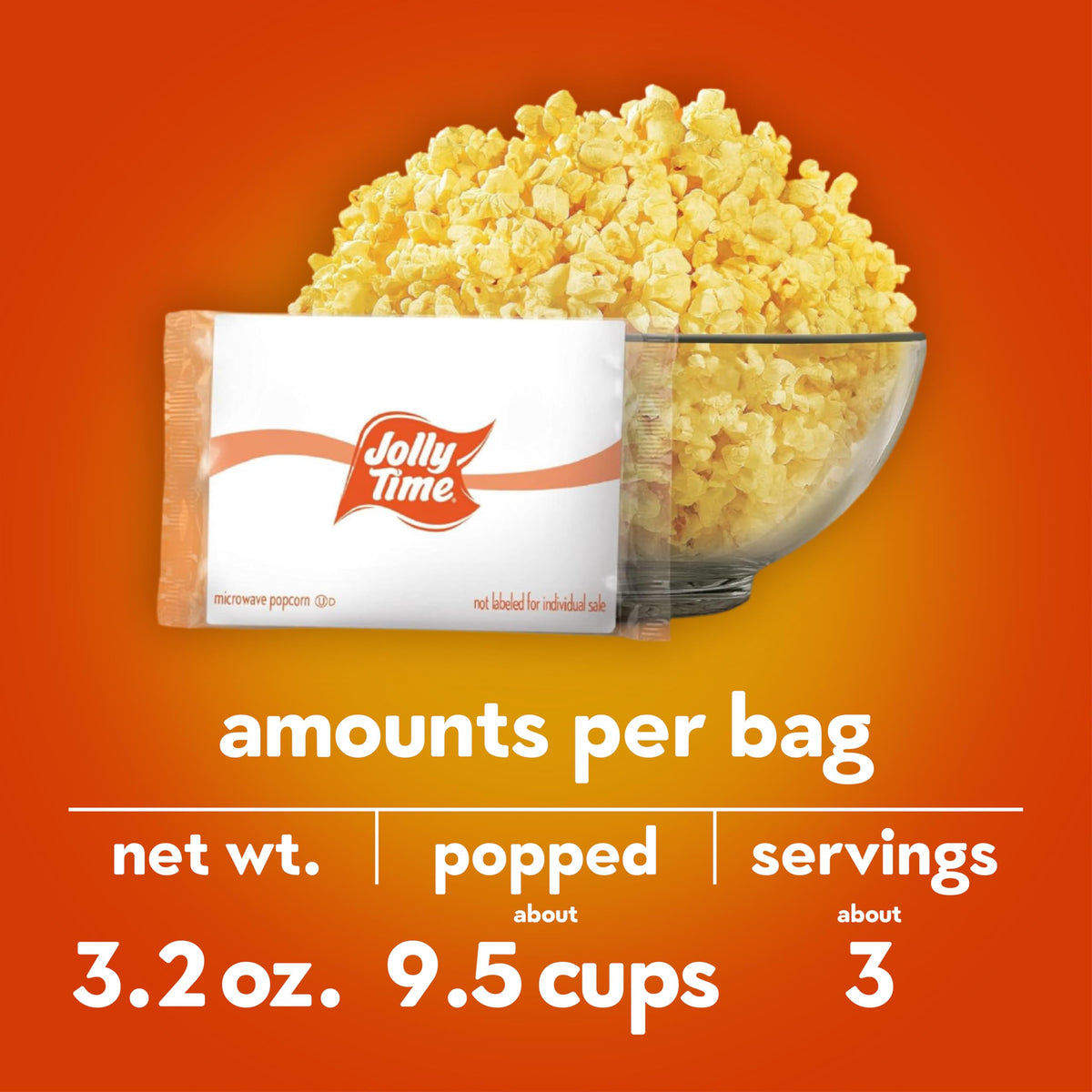 Jolly Time Healthy Pop Butter & Sea Salt Microwave Popcorn — 3 oz Bags, 36-Count, 94% Fat Free, Gluten Free, Non-GMO