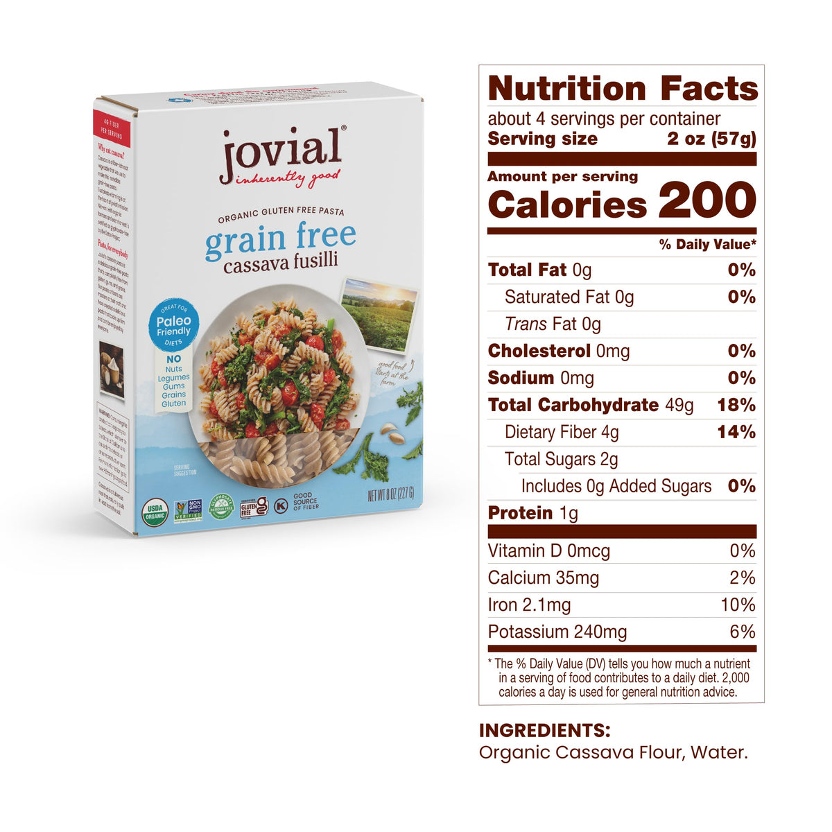 Jovial Grain-Free Cassava Pasta Variety — Orzo, Penne & Fusilli (3 Pack) – Gluten-Free, Organic