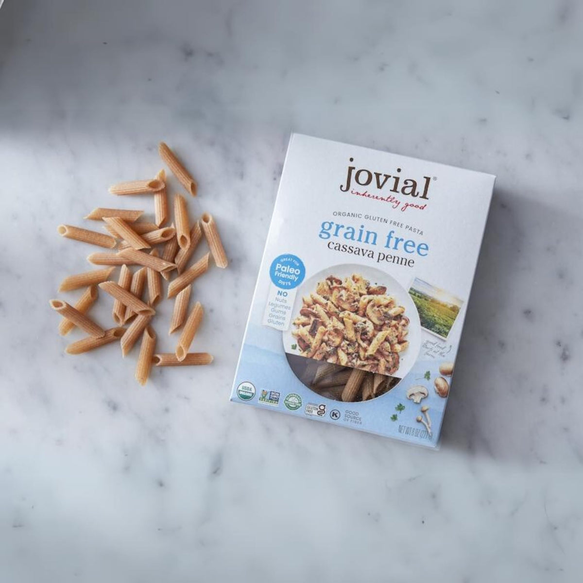 Jovial Grain-Free Cassava Penne Rigate — Organic Gluten-Free Pasta, 3 Pack