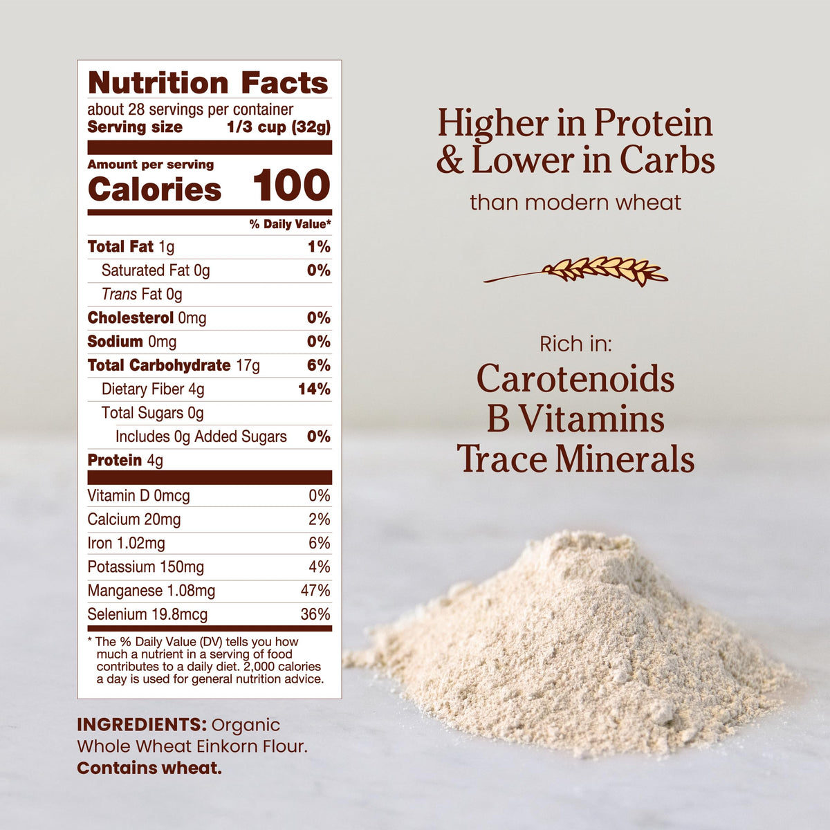 Jovial Organic Einkorn Flour - Whole Wheat & Unbleached All-Purpose (32 oz, 2 Pack) | Sourdough, Pizza & Pasta Flour
