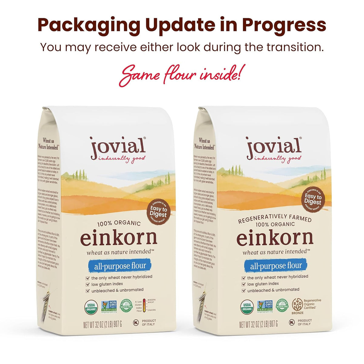 Jovial Organic Einkorn Flour, 32 oz (2 Pack) – Premium Ancient-Grain Baking