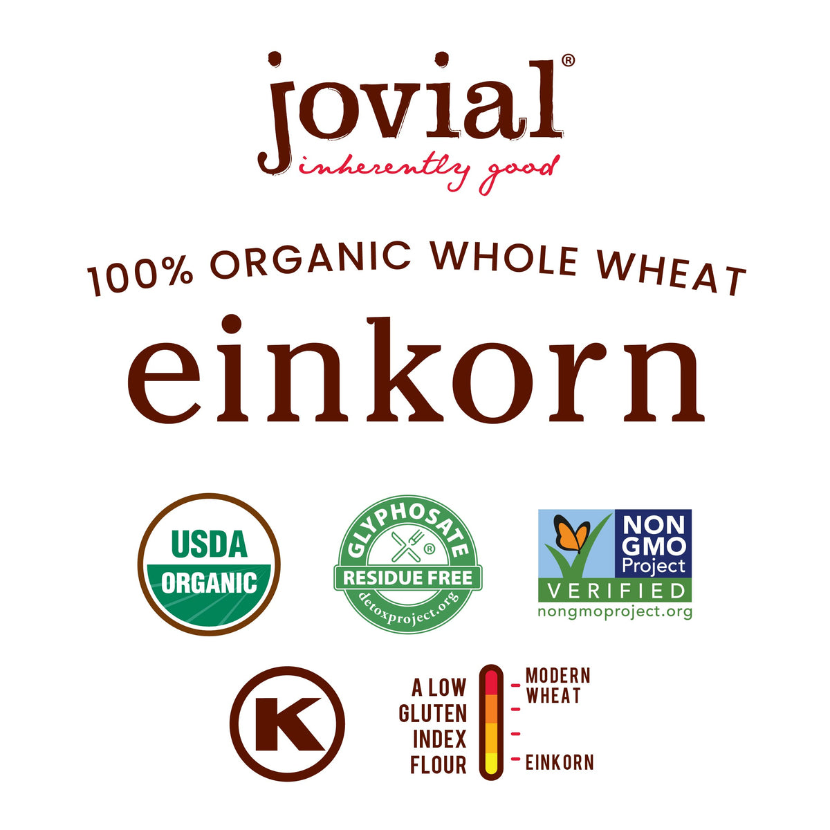 Jovial Einkorn 100% Organic Fusilli Pasta – High Protein, Non-GMO, Made in Italy