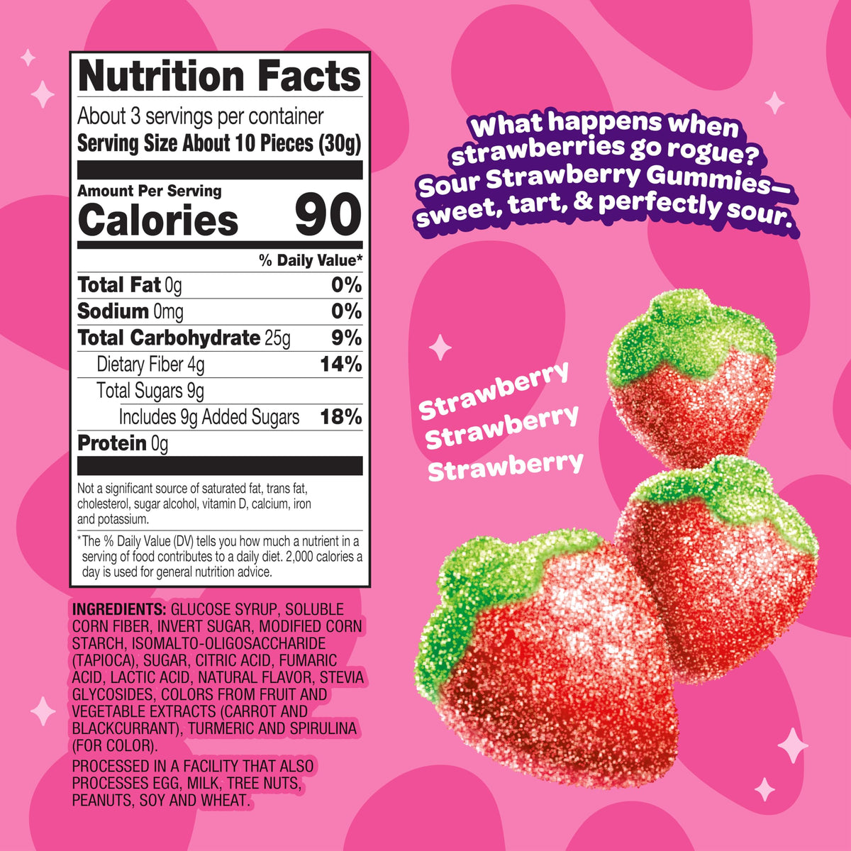 JOYRIDE Sour Strawberry Gummies – 6-Pack Bundle + Peppermint Gum (Low Sugar, High Fiber, Dye-Free)
