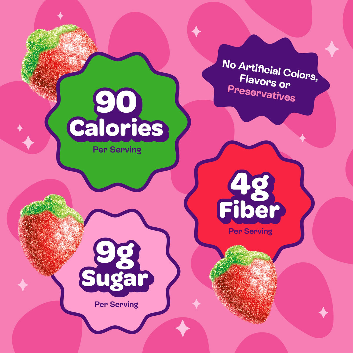 JOYRIDE Sour Strawberry Gummies – 6-Pack Bundle + Peppermint Gum (Low Sugar, High Fiber, Dye-Free)