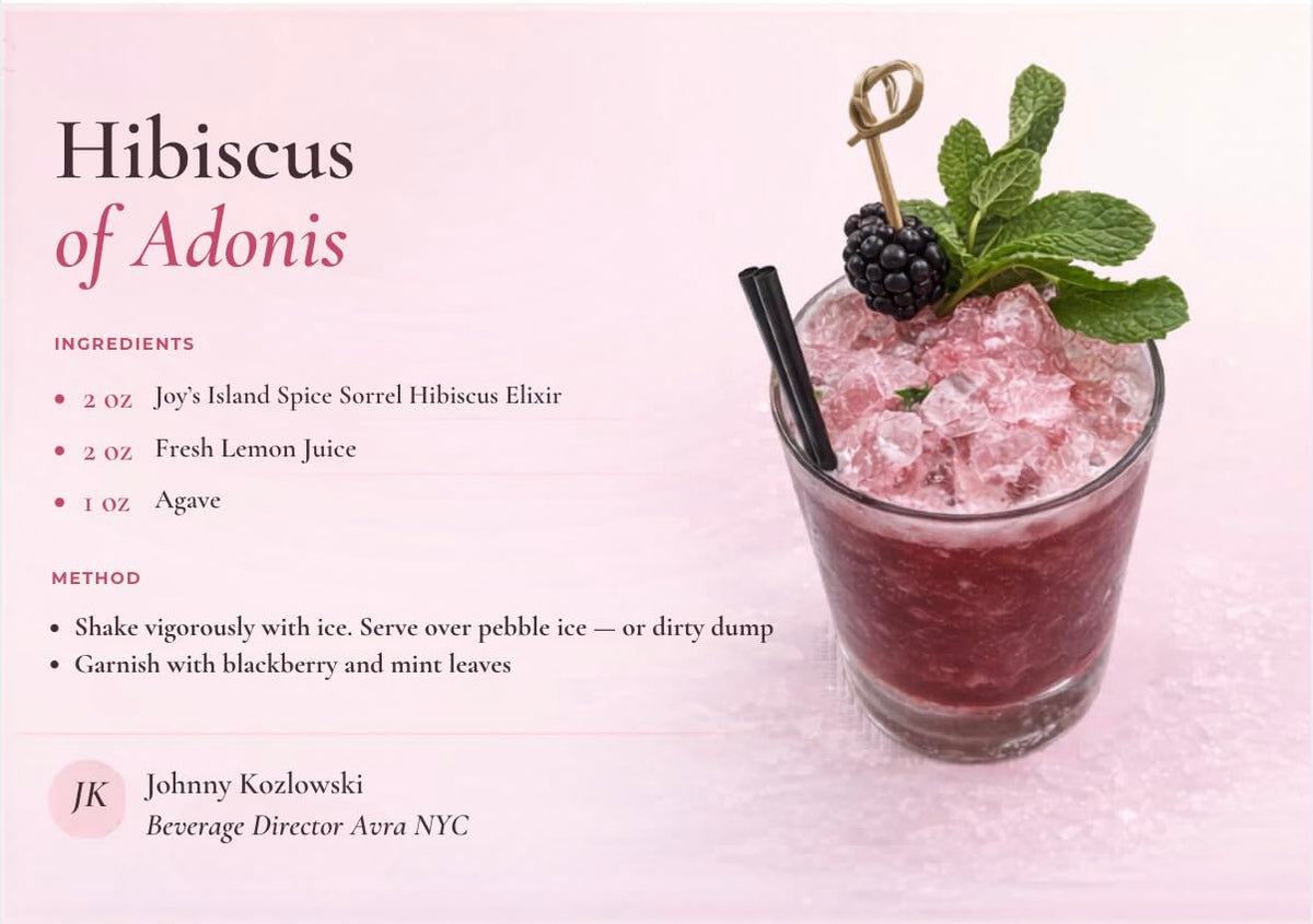 Joy's Island Spice Sorrel Hibiscus Elixir – Non-Alcoholic Cocktail Mixer 25oz