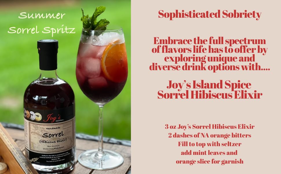 Joy's Island Spice Sorrel Hibiscus Elixir – Non-Alcoholic Cocktail Mixer 25oz