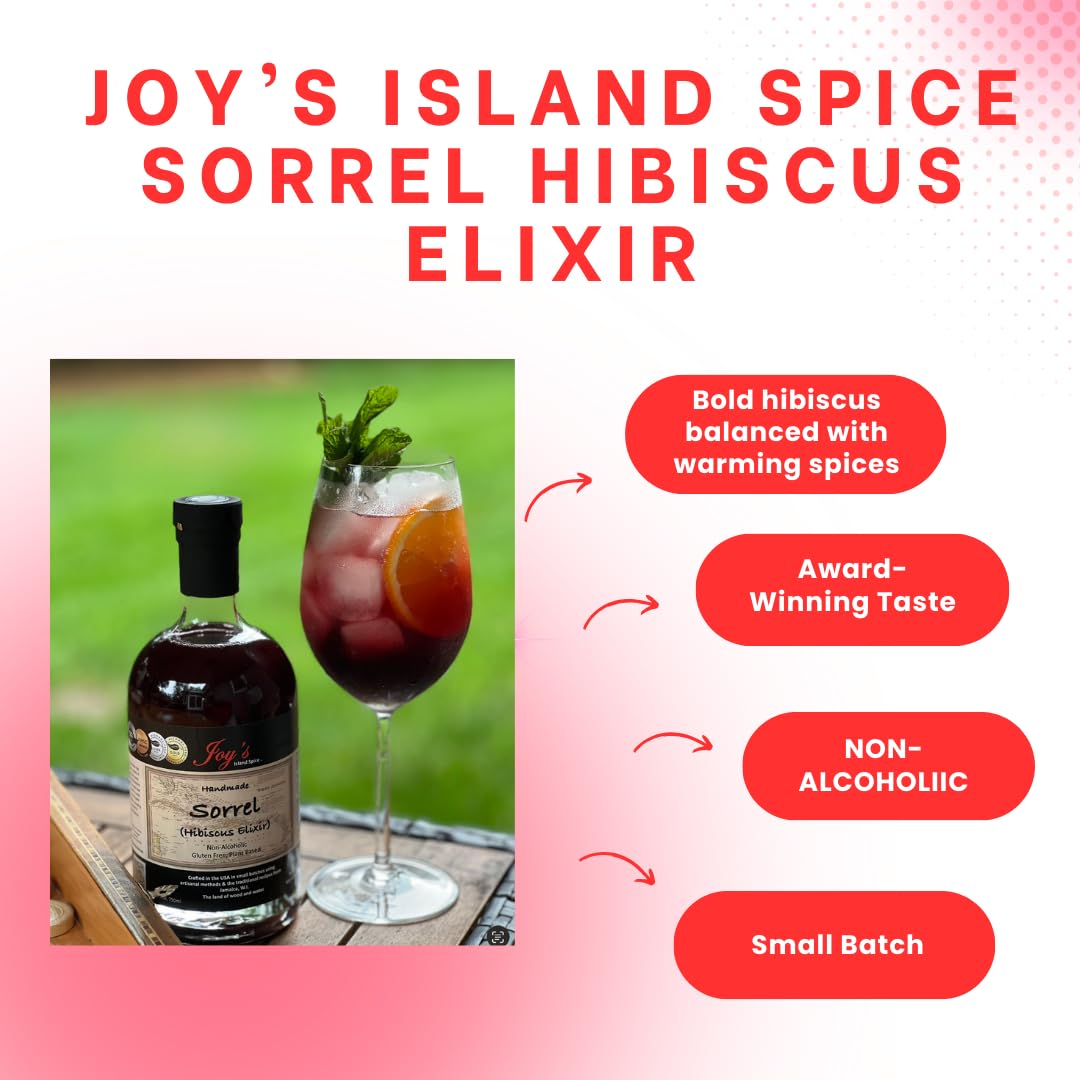 Joy's Island Spice Sorrel Hibiscus Elixir – Non-Alcoholic Cocktail Mixer 25oz