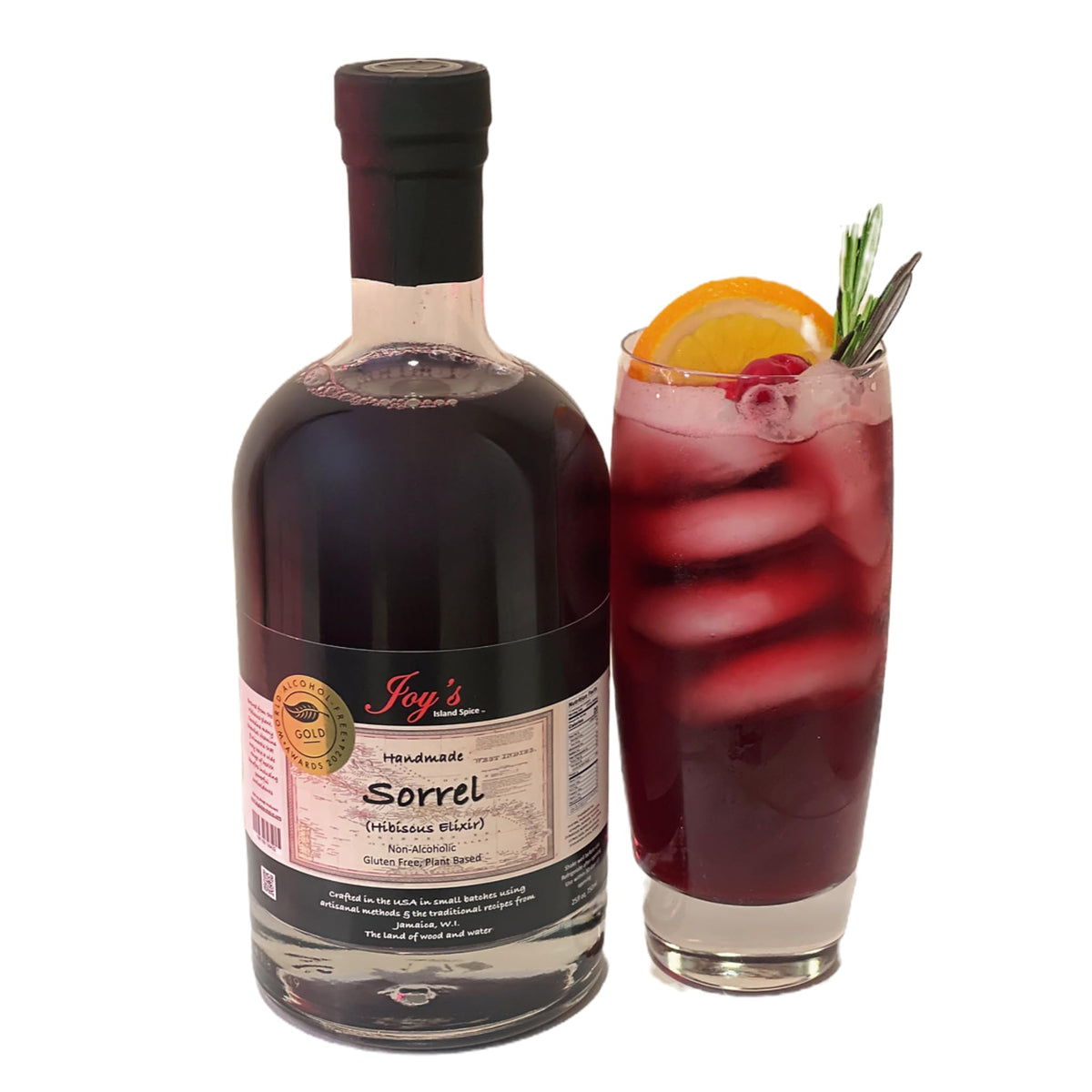 Joy's Island Spice Sorrel Hibiscus Elixir – Non-Alcoholic Cocktail Mixer 25oz