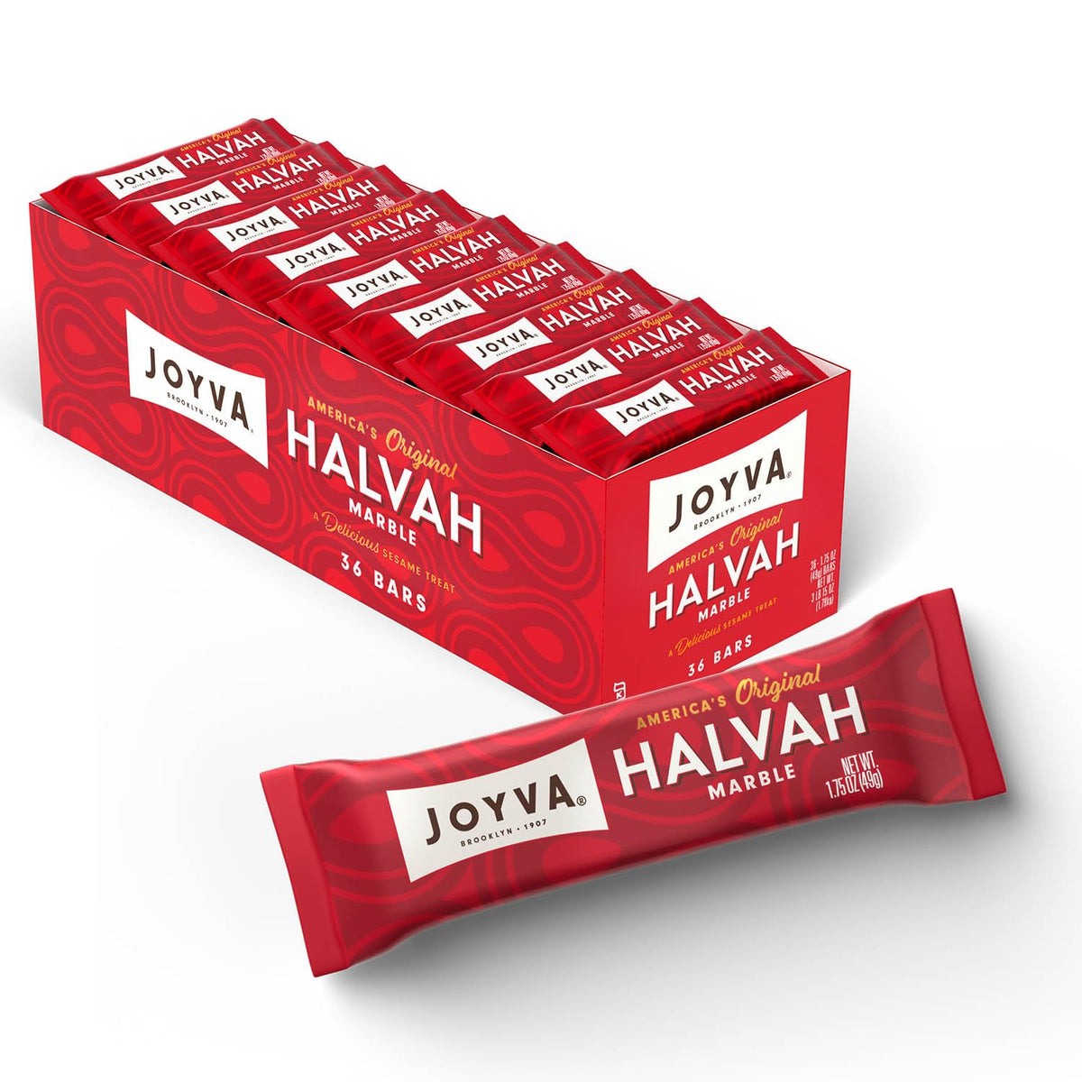 Joyva Halvah Marble – 1.75oz Pack of 36 | Dairy Free, Gluten Free & Kosher Parve | Brooklyn Handcrafted Sesame Treat